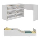 Ver imagem 3 de Kit Cama Infantil Montessoriana com Escrivaninha L 6 Gavetas Dino Multimóveis MP4819 Branco