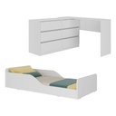 Ver imagem 1 de Kit Cama Infantil Montessoriana com Escrivaninha L 6 Gavetas Dino Multimóveis MP4819 Branco