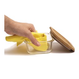 Pote 320ml de Vidro com Tampa de Bambu Quadrado Raso - Oikos - 6