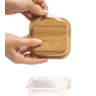 Pote 320ml de Vidro com Tampa de Bambu Quadrado Raso - Oikos - 3
