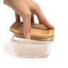 Pote 320ml de Vidro com Tampa de Bambu Quadrado Raso - Oikos - 1