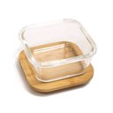 Ver imagem 2 de Pote 320ml de Vidro com Tampa de Bambu Quadrado Raso - Oikos