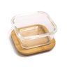 Pote 320ml de Vidro com Tampa de Bambu Quadrado Raso - Oikos - 2