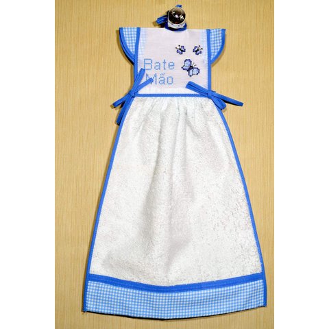 Bate Mão Bordado - Borboletas Azul