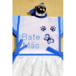 Bate Mão Bordado - Borboletas Azul - 2