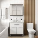 Ver imagem 1 de ​conjunto Banheiro Paris 80cm Armário Completo Gabinete Cuba Espelheira