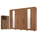Ver imagem 1 de Guarda Roupa Casal Master New 8 Portas de Bater 4 Gavetas MDP com Espelho Cômoda Marabá 6 Gavetas