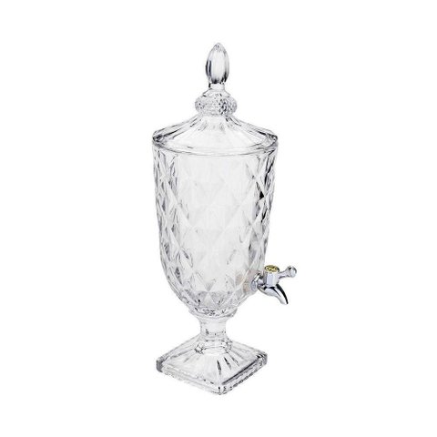 Suqueira de Cristal 3 Litros com Dispenser de Vidro – Ideal para Bebidas, Água, Casamento, Festas e