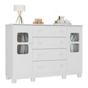 Ver imagem 2 de Cômoda Infantil 125cm 2 Portas com Vidro e 4 Gavetas Sol Multimóveis Mp4423 Branco