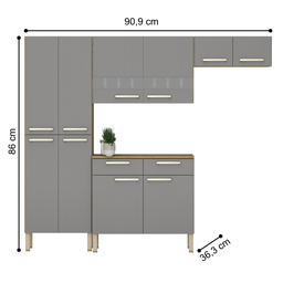Armário Completo com 10 Portas Brest Freijó Gris - 2 Armário Completo com 10 Portas Brest Freijó Gris - 2