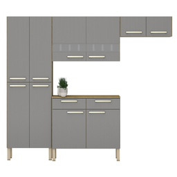 Armário Completo com 10 Portas Brest Freijó Gris - 1 Armário Completo com 10 Portas Brest Freijó Gris - 1