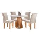 Ver imagem 2 de Mesa Kansas 100cm 4 Cadeiras Canela Tampo Redondo Plus Vidro Off White