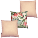 Ver imagem 1 de Almofadas Cheias Impermeável Estampa Digital 100% Algodão Kit 3 43CMX43CM:Liso Salmão e Flores Fundo