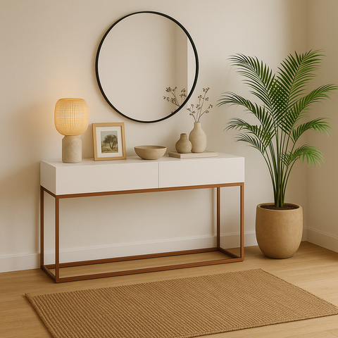 Buffet P/ Hall de Entrada Aparador Estilo Robusto Industrial:branco