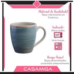 Caneca Chá Cerâmica Caoba 379ml Azul - 3