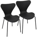 Ver imagem 1 de Kit 2 Cadeiras Jacobsen Polipropileno Sala Jantar Base Preta - Preto