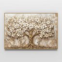 Ver imagem 3 de Quadro Decorativo Árvore da Vida Flores Brancas Fundo com Textura Sala Quarto Casa Escritório