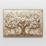 Quadro Decorativo Árvore da Vida Flores Brancas Fundo com Textura Sala Quarto Casa Escritório - 3