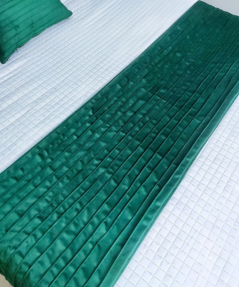Peseira Drapeada Line Veludo Verde Escuro - 5