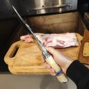 Ver mais imagens de Faca Bowie Forjada 9' Integral Aço Inox 420C Cabo Osso Artesanal Churrasco