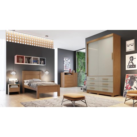 Guarda-Roupa Buriti 2 Portas 6 Gavetas sem Espelho Fendi Novo Horizonte