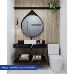 Prateleira Porcelanato Veneza 80cm Preta Darabas - 2