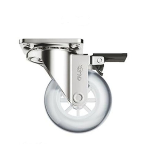 Rodízio Giratório Gel Silicone Rodinha Móveis 75mm com Freio