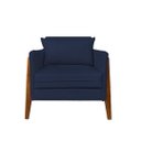 Ver imagem 1 de Poltrona Decorativa Sophia Suede Azul Marinho Pés Madeira Mz Decor