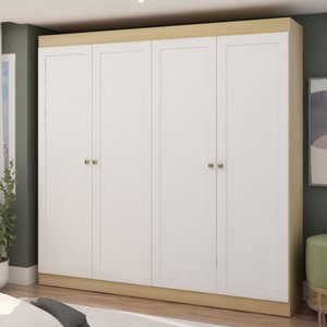 Guarda-roupa 4 Portas Savana/branco Fosco - Genialflex