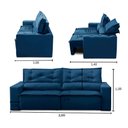 Ver imagem 4 de Sofá Retrátil e Reclinável 3 lugares com Molas 2,00m Livia Suede Azul Adonai Estofados