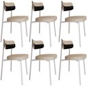 Ver imagem 1 de Kit 06 Cadeiras Estofada para Sala de Jantar Astrid Branco C01 Linho Areia Courino Preto - Lyam Deco