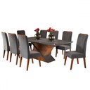 Ver imagem 1 de Mesa de Jantar 8 Lugares Easy com Vidro Mel/grafite - Viero Móveis