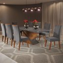 Ver imagem 2 de Mesa de Jantar 8 Lugares Easy com Vidro Mel/grafite - Viero Móveis