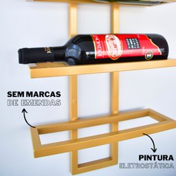 Adega Vertical Dourada para 5 Garrafas de Vinho Estilo Industrial - 3