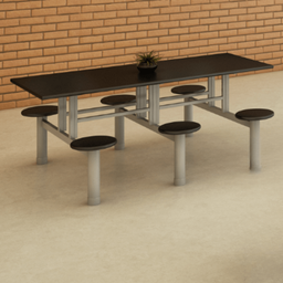 Mesa de Refeitório 6 Lugares com Banco Acoplado - 2