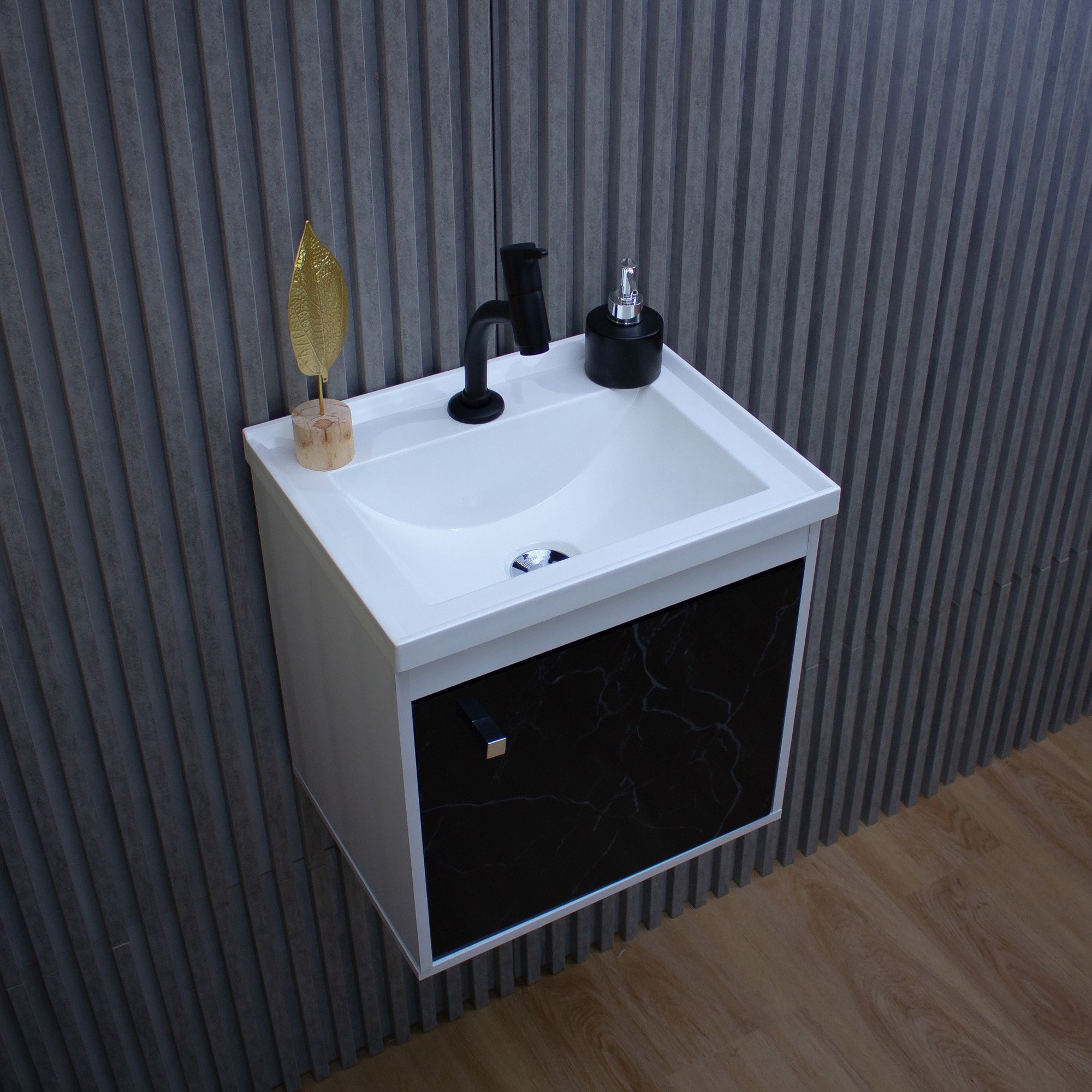 Gabinete Banheiro Suspenso Em Mdf 40 cm com Pia Cuba - Veneto - 4