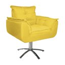 Ver imagem 2 de Jogo 2 Poltronas Estofada Consultório Base Giratória de Metal Opala Suede Amarelo - LM DECOR
