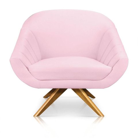 Poltrona Giovana Suede Rosa Bebê