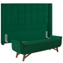 Ver imagem 1 de Kit Cabeceira Cama Box Paris 195 Cm com Puff Recamier Itália P05 Bouclê Verde - Lyam Decor