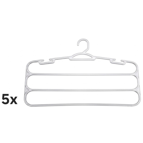 Kit 5 Cabides Cristal para Calças 3 Divisórias Reforçado Transparente - Organizador Roupeiro