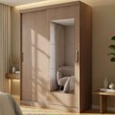 Ver imagem 1 de Guarda-Roupa 2 Portas com Espelho Araçá CabeCasa MadeiraOriginals Marrom/Nogueira