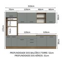 Ver imagem 4 de Armário de Cozinha Completa 310cm Rustic/Cinza Agata Madesa 02