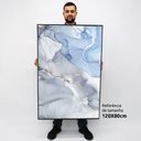 Ver imagem 2 de Quadro Decorativo em Canvas Abstrato Mármore Azul Celeste TaColado Moldura Flutuante 4,5cm Freijó 12