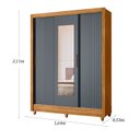 Ver imagem 6 de Guarda Roupa Bolivia 3 Portas de Correr Freijo com Cinza Fosco com Espelho - Moval