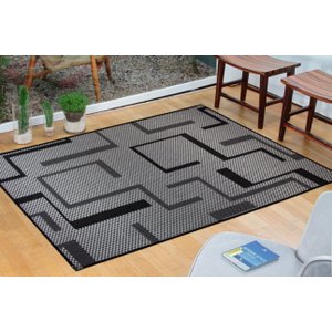 Tapete Sala Quarto Escritório 1,50x2,00 Antiderrapante Sisal Sintético Preto S586