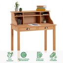 Ver imagem 3 de Escrivaninha Madeira Maciça 2 Gavetas 6 Nichos Marlene Mel Idimex