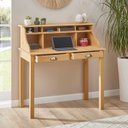 Ver imagem 2 de Escrivaninha Madeira Maciça 2 Gavetas 6 Nichos Marlene Mel Idimex