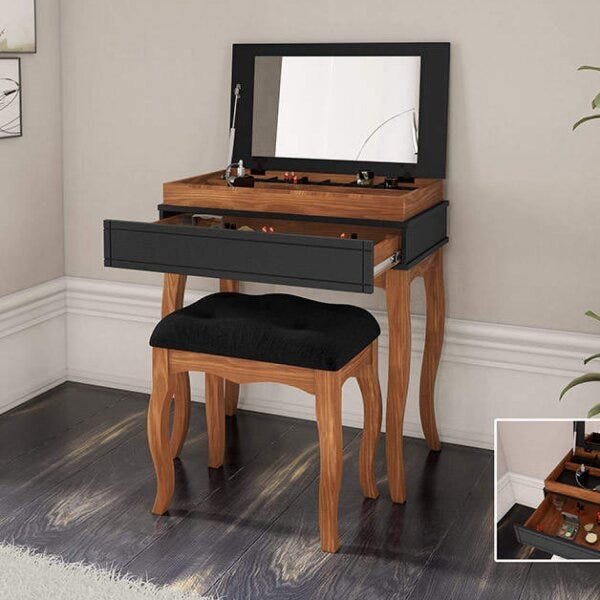 Menor preço em Penteadeira 1 Gaveta com Espelho no Tampo Sophia Miller Interiores