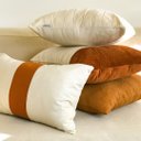 Ver imagem 2 de CAPA DE ALMOFADA QUADRADA EM VELUDO CREME E TERRACOTA Almofadas Estilo