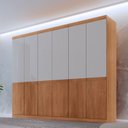 Ver imagem 1 de Guarda-Roupa Casal MDF com 6 Portas e 4 Gavetas Napoli Marrom/Marrome/Off White